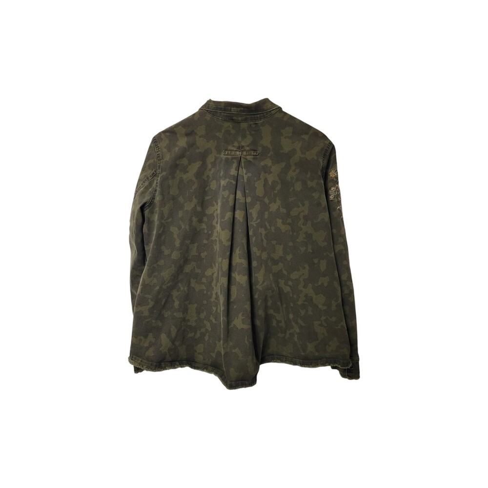 Vintage America Blues Embroidered Camo Jean Jacket Women L Green - Picture 5 of 10
